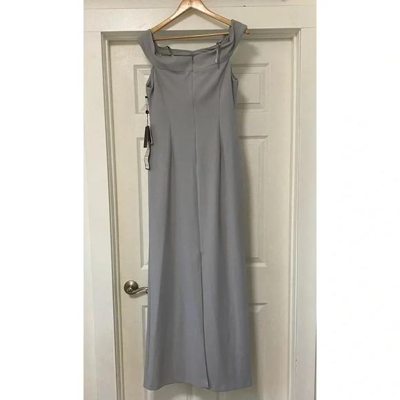 NWT Adrianna Papell Grey Knit Crepe Gown - Picture 4 of 8